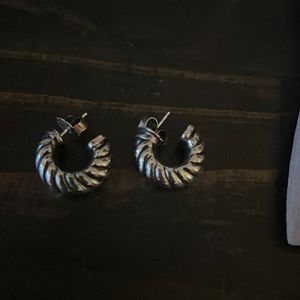 Sculpted Cable Shrimp Earrings in Sterling Silver